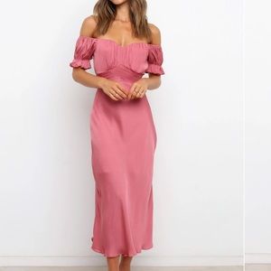 Oralie Midi Dress with Bow - Dusty Pink